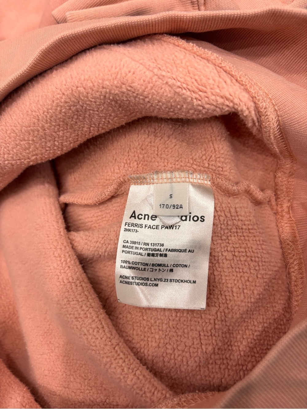 Acne Studios Ferris Face Hoodie Size Large Pink Salmon Peach Size S - Picture 6 of 6